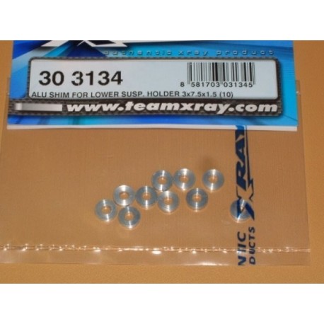 303134 XRAY ALU SHIM FOR LOWER SUSP. HOLDER 3x7.5x1.5 (10)