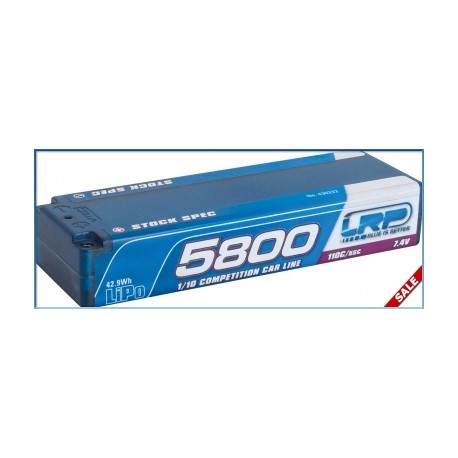 LRP 430222 BATERIA 5800 TC Stock Spec - 110C/55C - 7.4V LiPo - 1/10 Competition Car Line Hardcase