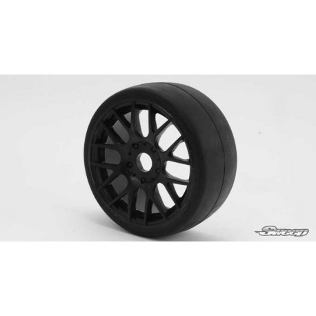 Sweep 1:8 GT Tires 45 Shore Slick Pre-Glued Black Wheel (2 pcs)